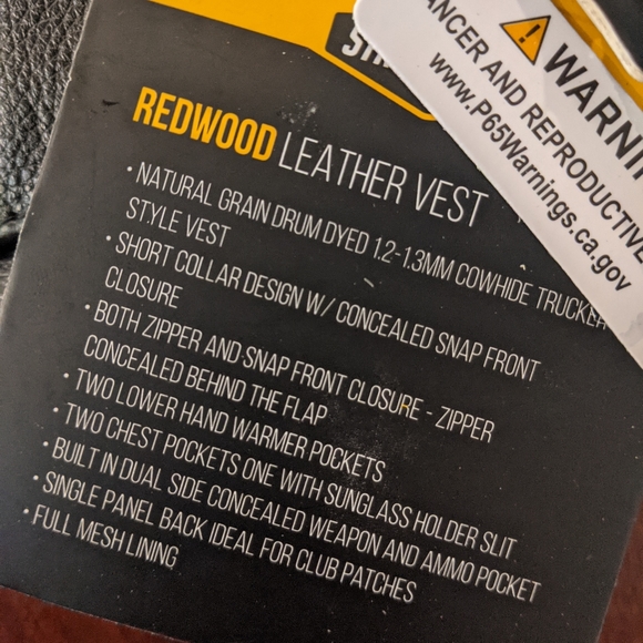 NWT STREET & STEEL CONCEALED CARRY LEATHER BIKER VEST - Picture 7 of 16